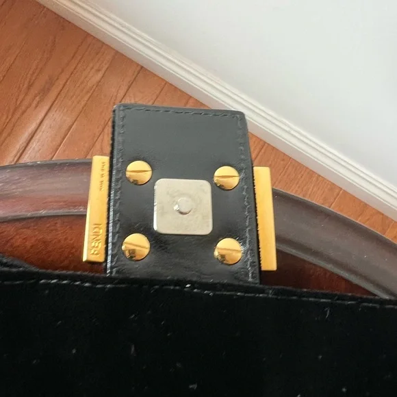 Fendi Black Velvet Baguette Bag with Gold-Tone Hardware - Picture 5 of 10